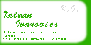 kalman ivanovics business card