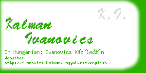 kalman ivanovics business card